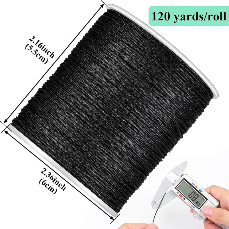 anezus Black Nylon String, 0.8mm Nylon Thread Chinese Knotting Cord Tarred Twine Outdoor String for Braided Bracelets, Beading, Necklaces, Macrame Craft, Wind Chime, Blinds, Jewelry Making - Image 5